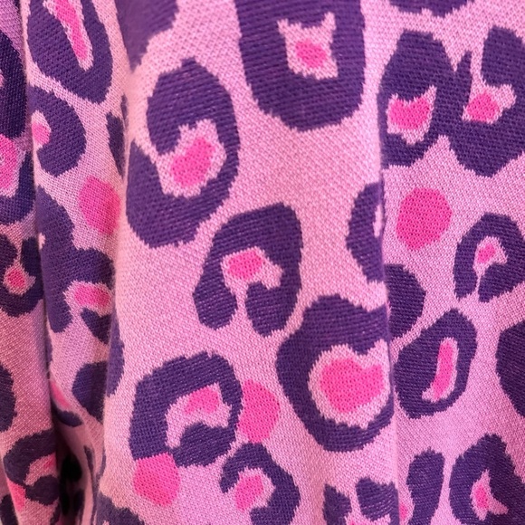 Lilly Pulitzer Jasmina Leopard Print Purple and Pink V-Neck Sweater - Picture 8 of 9